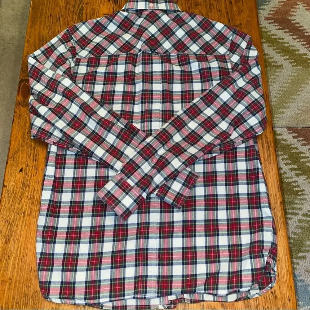 Fred Perry $275 Red & White Plaid Flannel Button Down Shirt sz Small EUC